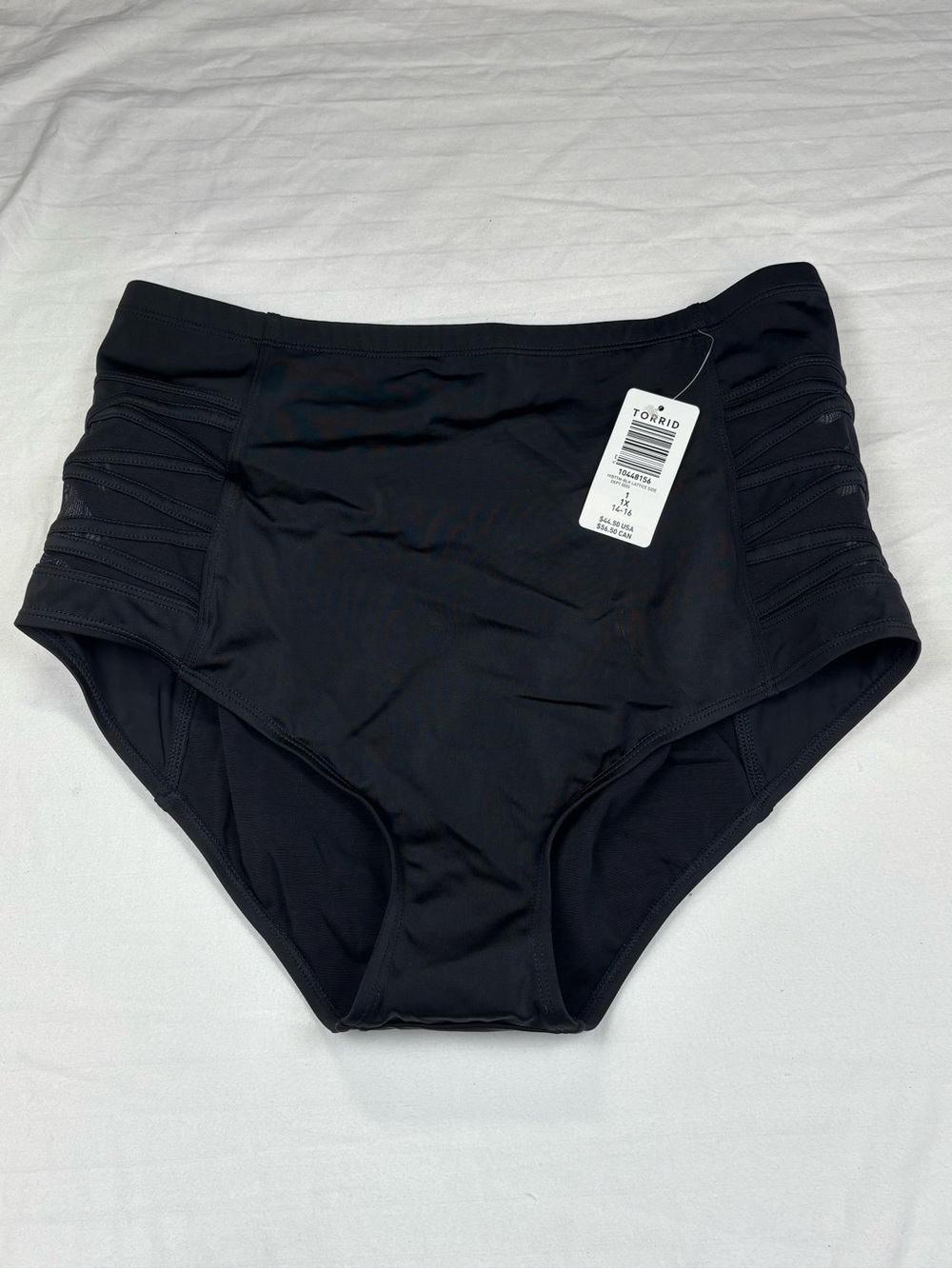 NWT 1X 14-16 torrid Black High-Waist Bikini Bottom with Side Ruching